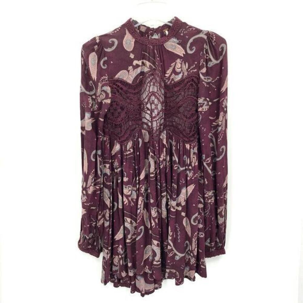 Free People Boho Dress‎ Paisley Print Keyhole Back